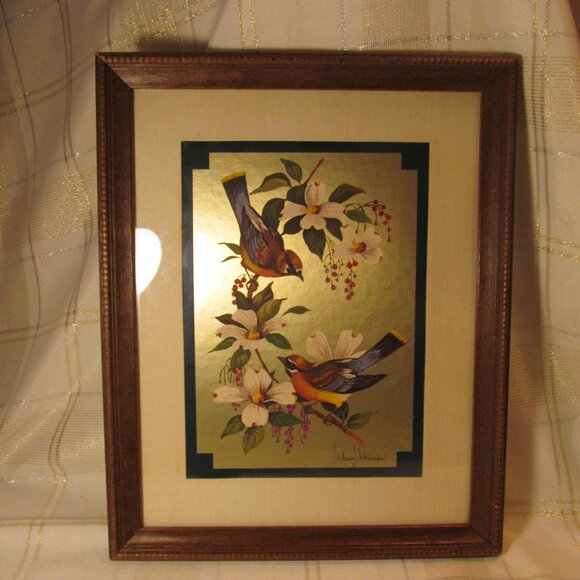 FOIL BIRD PICTURE VINTAGE  PICTURE BY WILLIAM J. WHITESIDE.- BEAUTIFUL.  GREAT! - Picture 12 of 16